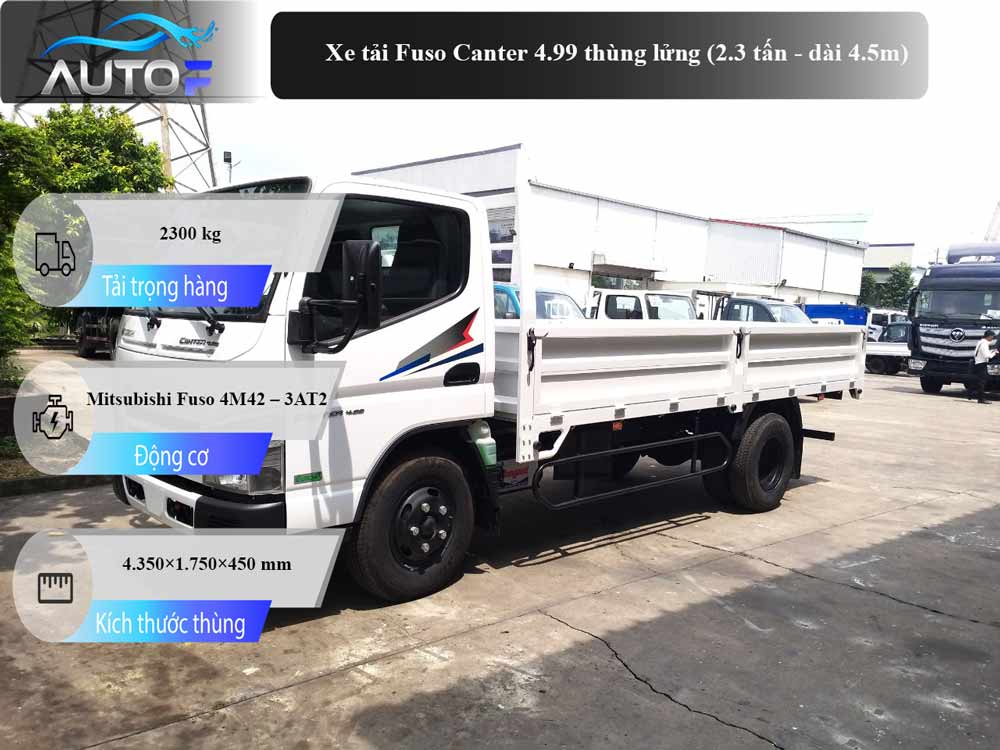 Xe tải Fuso Canter 4.99 thùng lửng (2.3 tấn - dài 4.5m)